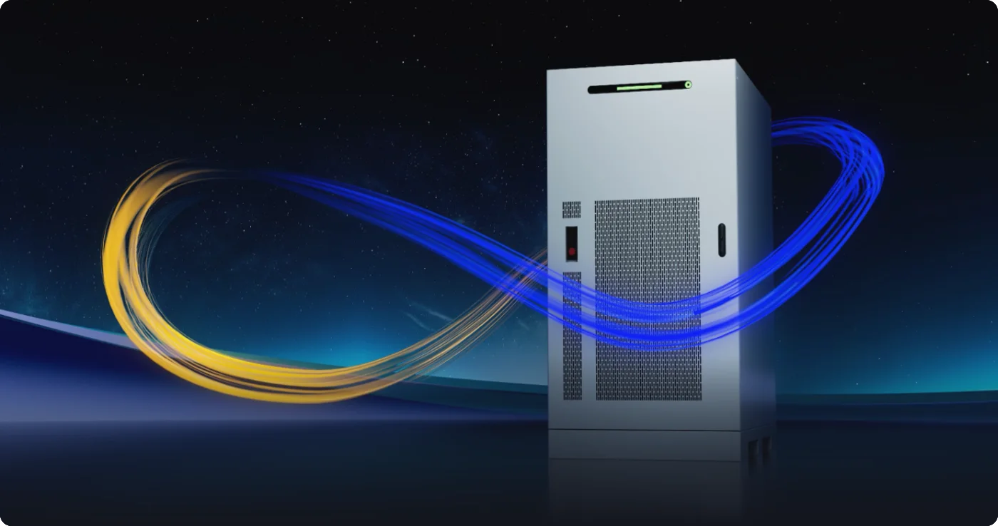 Gewerblicher Batteriespeicher mit visualisierten Energieflüssen